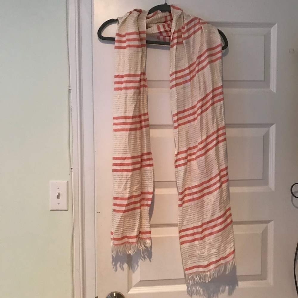 J. Crew gold + coral scarf
